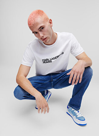 Karl Lagerfeld Jeans Bisiklet Yaka Beyaz Erkek T-Shirt 235D1707_KLJ REGULAR SSLV TEE