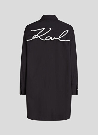 KARL LAGERFELD Gömlek Yaka Düz Siyah Kadın Bluz 235W1602