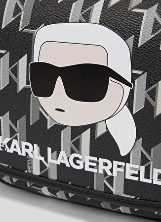 KARL LAGERFELD Siyah - Beyaz Kadın 23,5x16,5x6,5 cm Çapraz Çanta 235W3098998