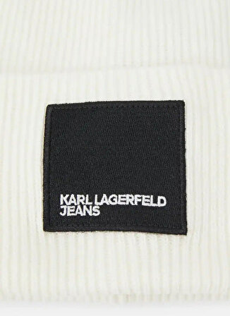 Karl Lagerfeld Jeans Beyaz Erkek Bere 236D3401_KNITTED LOGO BEANIE