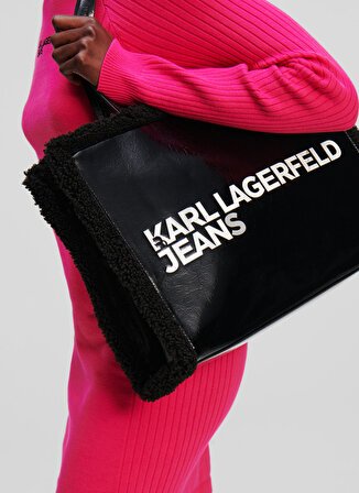 Karl Lagerfeld Jeans Siyah Kadın 38x28x13 cm Omuz Çantası 236J3013101