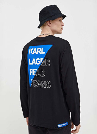 Karl Lagerfeld Jeans Bisiklet Yaka Siyah Erkek T-Shirt 236D1703_KLJ RELAXED CUT LOGO TEE