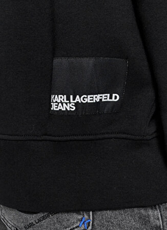 Karl Lagerfeld Jeans Bisiklet Yaka Siyah Erkek Sweatshırt 236D1855_KLJ STRIPE LOGO SWEAT