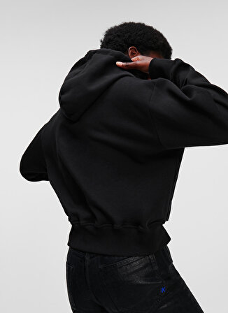 Karl Lagerfeld Jeans Kapüşon Yaka Düz Siyah Kadın Sweatshırt 236J1801