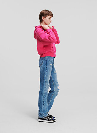Karl Lagerfeld Jeans Kapüşon Yaka Düz Pembe Kadın Sweatshırt 236J1801