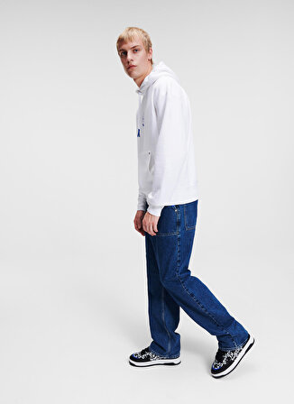 Karl Lagerfeld Jeans Kapüşon Yaka Beyaz Erkek Sweatshırt 236D1852_KLJ MONOGRAM HOODIE