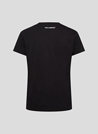 KARL LAGERFELD Yuvarlak Yaka Baskılı Siyah Kadın T-Shirt 240W1700
