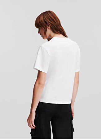 KARL LAGERFELD Yuvarlak Yaka Baskılı Beyaz Kadın T-Shirt 240W1704