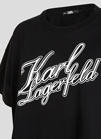 KARL LAGERFELD Yuvarlak Yaka Baskılı Siyah Kadın T-Shirt 240W1712