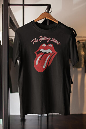 The Rolling Stones Baskılı Siyah Kısa Kollu Unisex Tişört