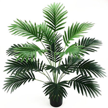 Yapay Ağaç Salon Bitkisi Areka Palmiye 83cm 18 Yaprak Plastik Siyah Saksıda