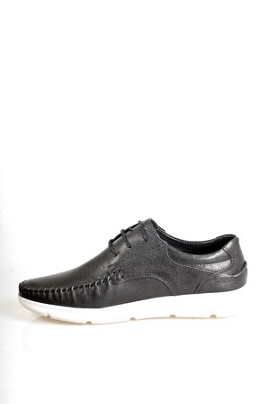 Siyah Hakiki Deri Bağcıklı  Casual Erkek Klasik Ayakkabı