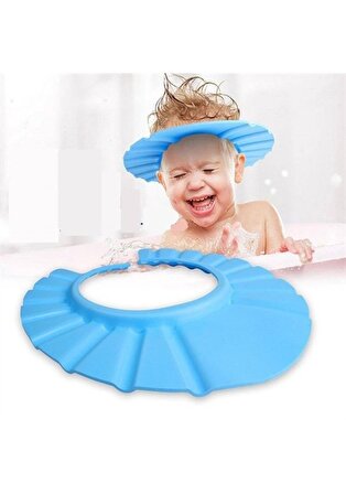 Pratik Düğmeli Kulaklıklı Düğmeli Bebek Banyo Şapkası Çocuklar Için Şampuan Sabun Su Geçirmez Şapka