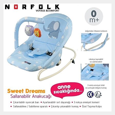 Norfolk Sweet Dreams Sevimli Fil Elektrikli Müzikli Ana Kucağı
