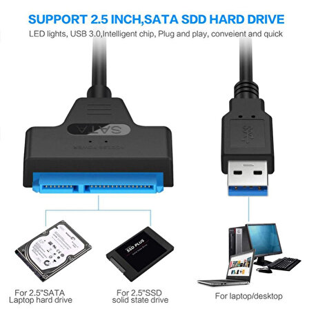 USB 3.0 to 2.5" Sata SSD HDD 12V 2A Power Adaptörlü