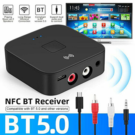 NFC 5.0 Kablosuz Ses Alıcı Adaptör Stereo RCA bluetooth alıcı