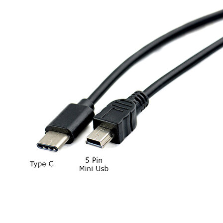 Type c to 5 pin mini usb kablo usb c -mini usb kablo 30 cm