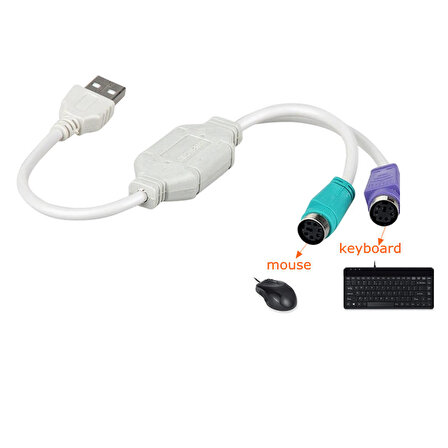 USB to PS/2 kablolu klavye mouse Dönüştürücü Adaptör