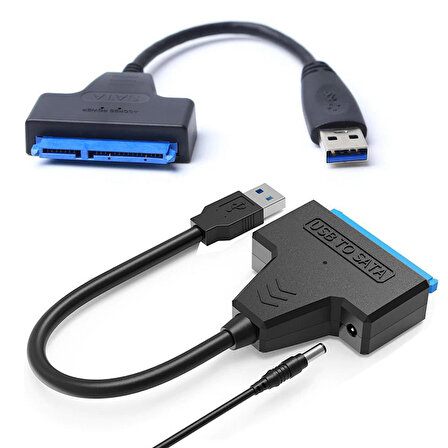USB 3.0 to 2.5" Sata SSD HDD 12v Adaptör  girişli usb sata kablo