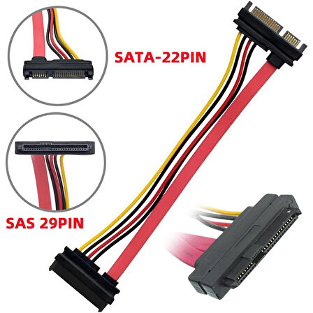 SFF-8482 SAS kablosu 29Pin erkek SATA 22Pin 7 + 15 uzatma kablosu