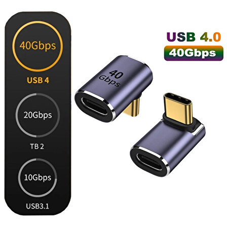 USB 4.0 metal type C adaptörü OTG 40Gbps hızlı veri transferi 