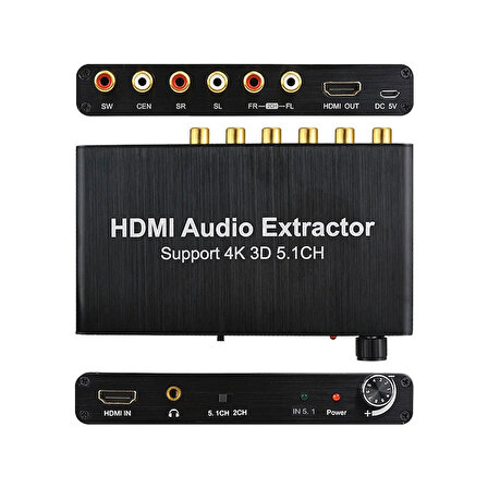 HDMI 4K Audio Extractor 5.1 Dijital Analog Ses Kod Çözücü 24-Bit DAC