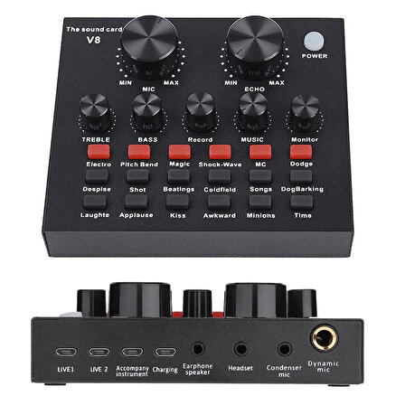 Keepro Profesyonel V8 canlı yayın ses kartı ses arabirim mixeri