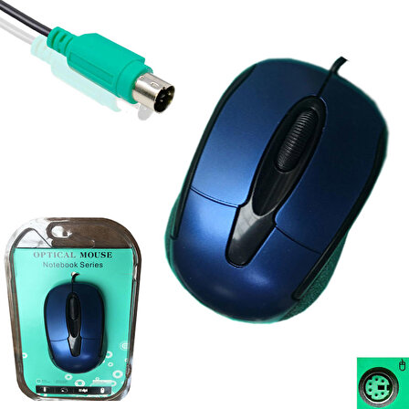 PS/2 Mouse Standart PS/2 Kablolu Optik Mouse Mavi