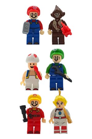 Legolarınıza Renk Katacak: Süper Mario ve Arkadaşları 6'lı Figür Seti 5cm.
