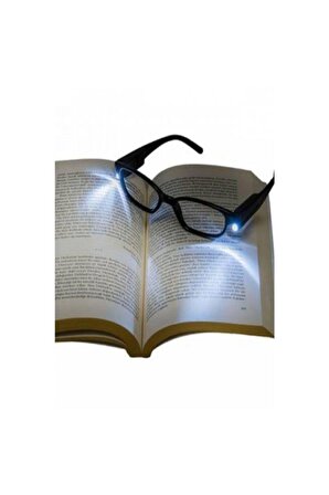 Led Işıklı Kitap Okuma Gözlüğü Camsız Siyah Renk