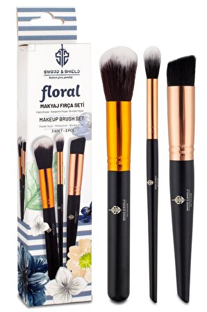 Floral 3'lü Makyaj Fırça Seti