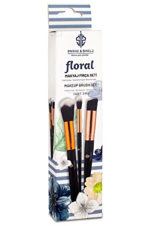Floral 3'lü Makyaj Fırça Seti