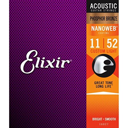Elixir 16027 AKUSTİK TELİ FOSFOR BRONZE 011-052