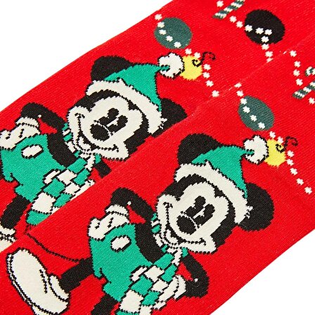 Mickey Mouse Yılbaşı Christmas Soket Çorap 36-38 Numara