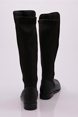 Dgn 508-22K Kadın Arkasi Stretch Yan Taşli Şerit  Knee High Flats Çizme