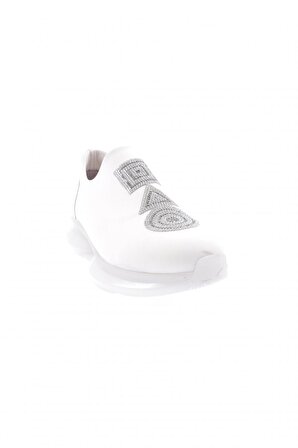 Dgn 1053-23Y Kadın Kalin Taban Strech Detayli Silver Taşli Sneakers Ayakkabi