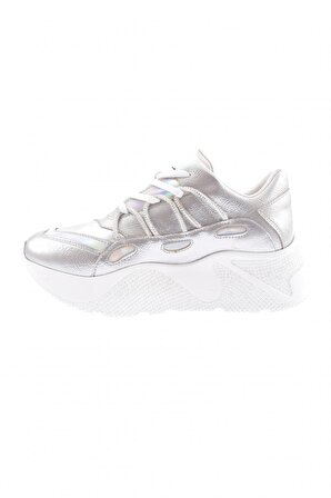 Dgn 916-23Y Kadın Kalin Taban Tsilver İp Taşli Sneakers Ayakkabi