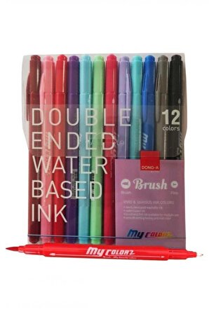 Dong A My Color Çift Taraflı Fırça Uçlu Keçeli Kalem 12 Renk