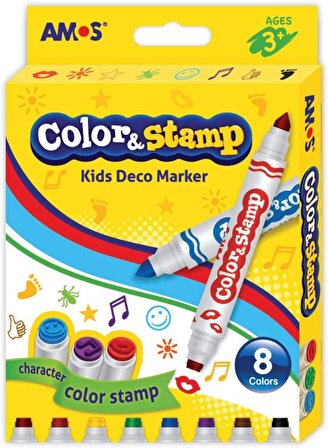 Amos Color&Stamp Çift Taraflı Keçeli Baskı Kalemi