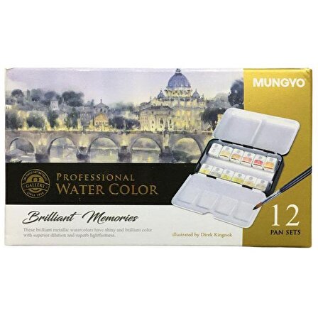 Mungyo Professional Watercolor Brilliant Metalik Renkler 12li
