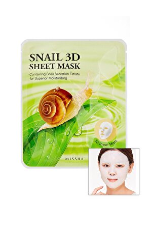 Salyangoz Salgısı Özü İçeren Nemlendirici Yaprak Maske (23g) Snail Healing 3D Sheet Mask