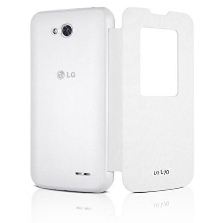 LG L70 Kasalı Kapaklı Orjinal Flip Cover Kılıf Beyaz CCF-400 AGEUWH