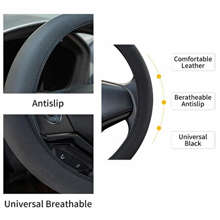 Corolla 2014 uyumlu direksiyon koruyucu kılıf - siyah deri terletmez geçme model