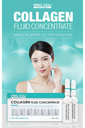 PRO YOU PROFESSIONAL Collagen Concentrate Tüm Ciltlere, Nemlendirici Sıkılaştırıcı Ampul 2mlx7 Adet