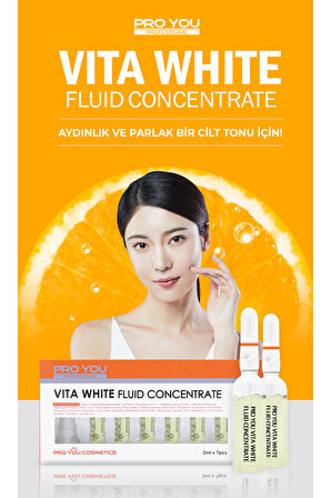 PRO YOU PROFESSIONAL Vita White Fluid Concentrate Parlak Cilt İçin Aydınlatıcı Ampul 2 ml x 7 Adet