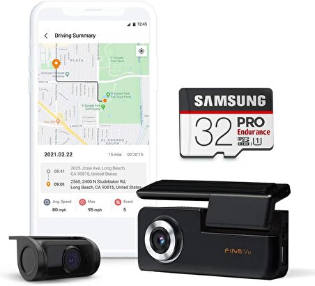 FineVu GX30 FullHD 2 Kameralı Wi-Fi+GPS+ADAS Entegre ARAÇ KAMERASI