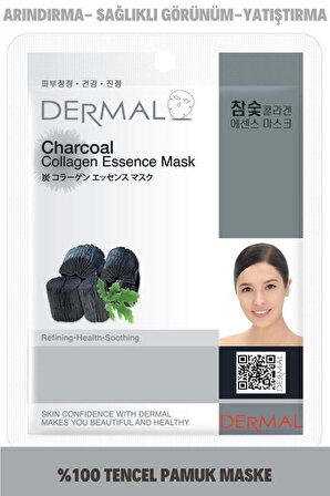 DERMAL  Arındırıcı ve Pürüzsüzleştirici Kömür Özlü Kolajen Maske X10 Adet