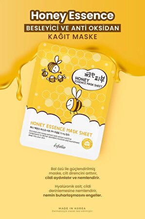 Besleyici Bal Özü İçeren Kağıt Maske Esfolio Honey Essence Mask Sheet