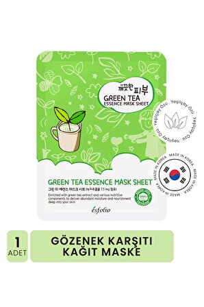 Yeşil Çay İçeren Yatıştırıcı Kağıt Maske Esfolio Green Tea Essence Mask Sheet