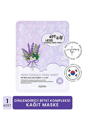 Yorgun Ciltler için Dinlendirici Bitki Kompleksi Kağıt Maske Esfolio Herb Essence Mask Sheet